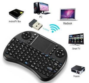 Rechargeable Mini 2.4GHz Backlit Wireless Keyboard Touchpad - Black